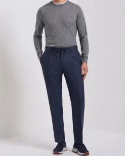 Pantalon Como bleu en flanelle - Made in Italy