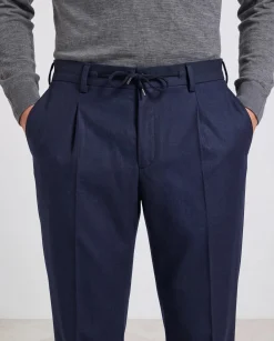 Pantalon Como bleu en flanelle - Made in Italy