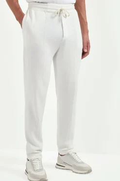 Pantalon de jogging Blanc cassé en mélange cachemire - Made in Italy