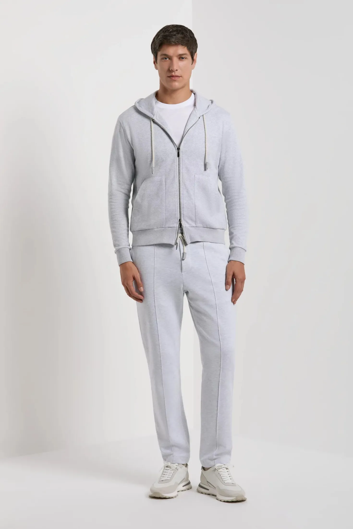 Pantalon de jogging en jersey à chevrons gris glace - Made in Italy