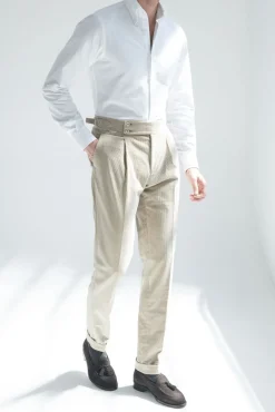 Pantalon en velours côtelé beige 