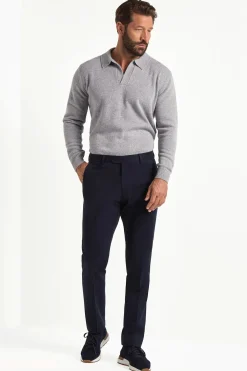 Pantalon Garda en coton et cachemire bleu - Made in Italy