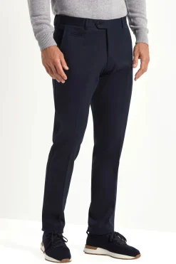 Pantalon Garda en coton et cachemire bleu - Made in Italy
