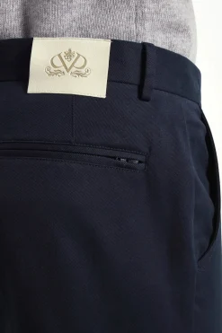 Pantalon Garda en coton et cachemire bleu - Made in Italy