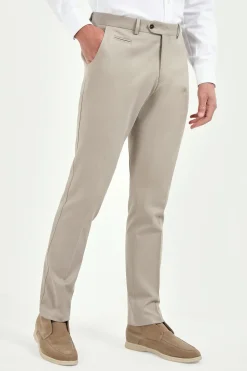Pantalon Garda en coton et cachemire mastic - Made in Italy