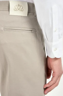 Pantalon Garda en coton et cachemire mastic - Made in Italy