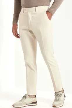 Pantalon Garda en coton et cachemire Blanc cassé - Made in Italy