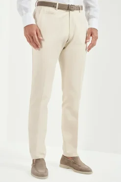Pantalon Garda en coton et lin beige - Made in Italy