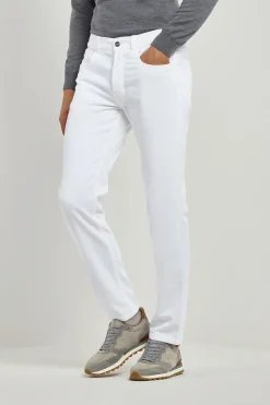 Pantalon 5 poches en velours côtelé blanc - Made in Italy