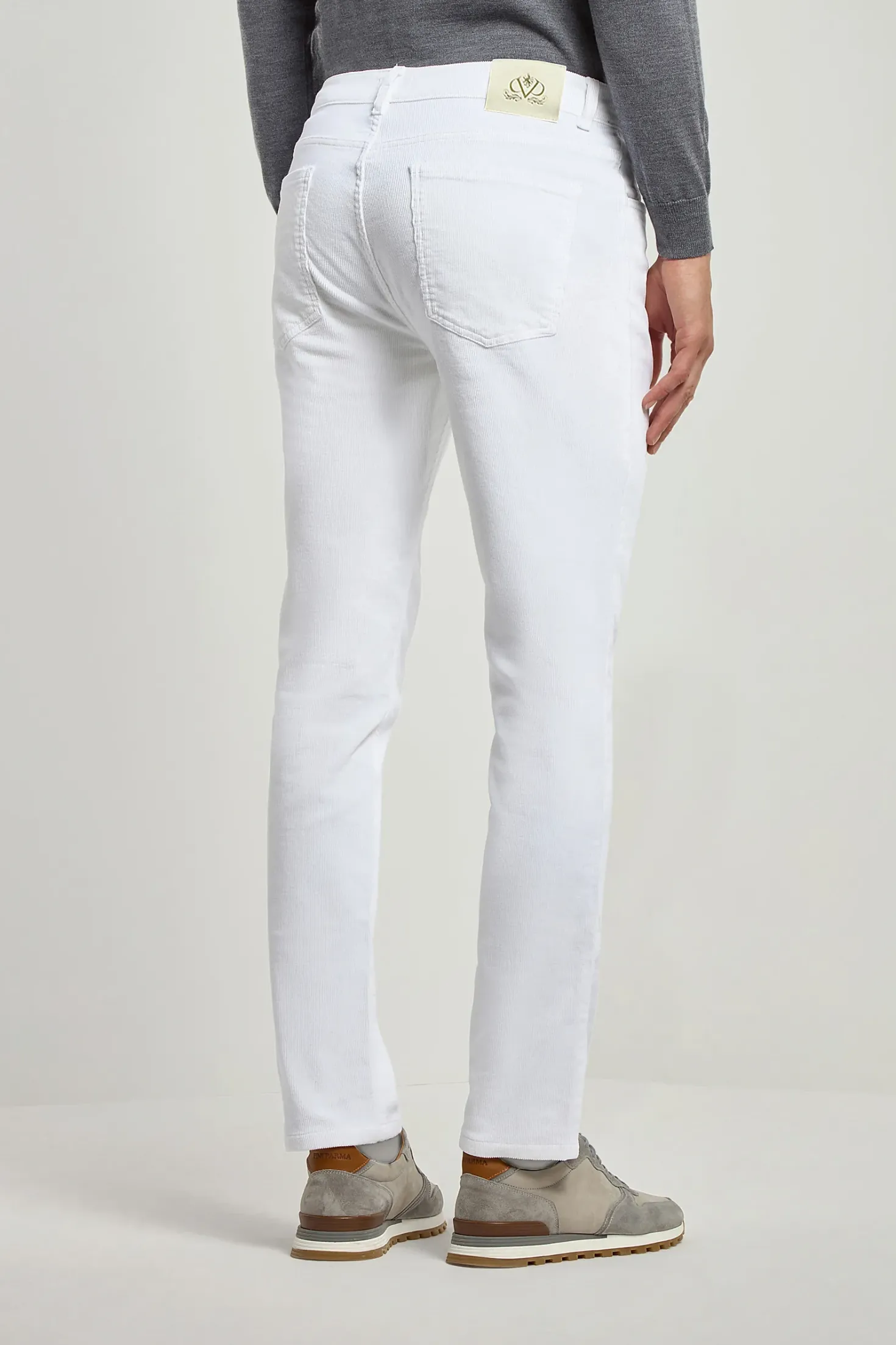 Pantalon 5 poches en velours côtelé blanc - Made in Italy