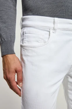 Pantalon 5 poches en velours côtelé blanc - Made in Italy