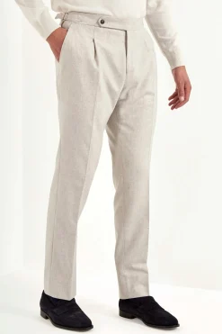 Pantalon Roma en flanelle beige - Made in Italy
