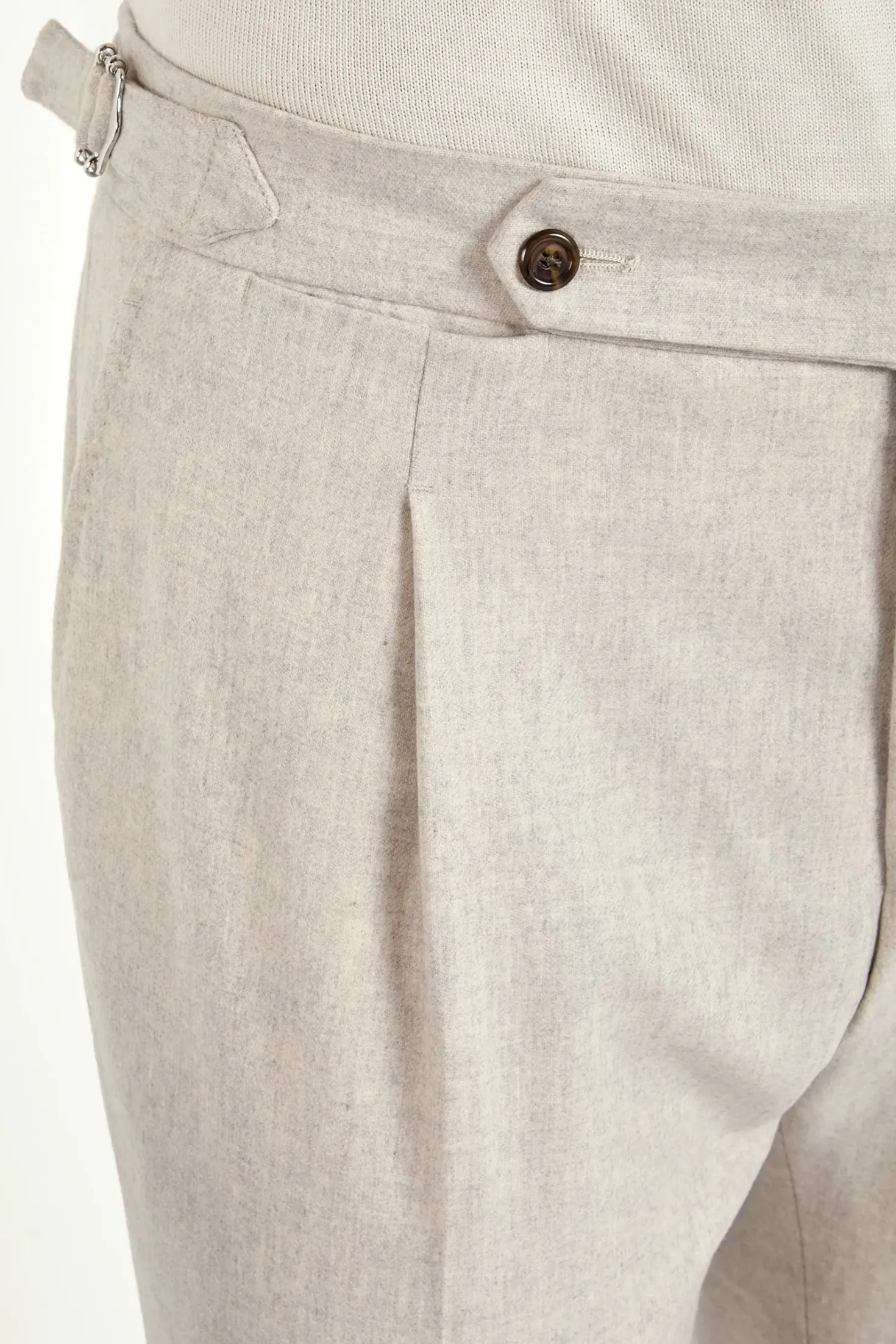 Pantalon Roma en flanelle beige - Made in Italy