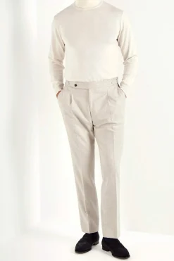 Pantalon Roma en flanelle beige - Made in Italy