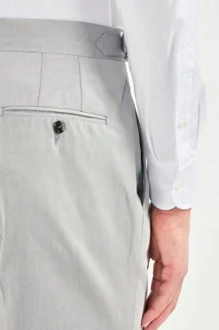 Pantalon Roma en laine et coton gris clair - Made in Italy