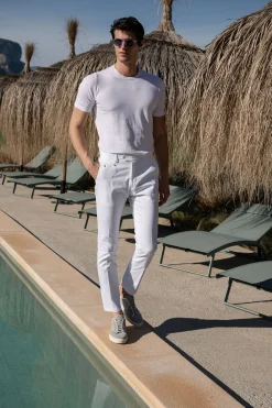 Pantalon Sirmione en coton blanc - Made in Italy