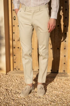 Pantalon Sirmione en coton écru - Made in Italy