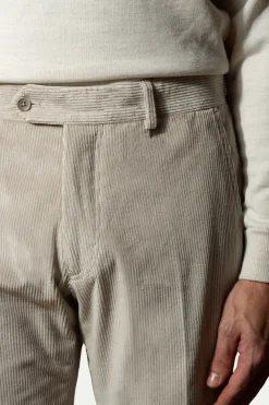 Pantalon Sirmione en velours côtelé gris clair - Made in Italy