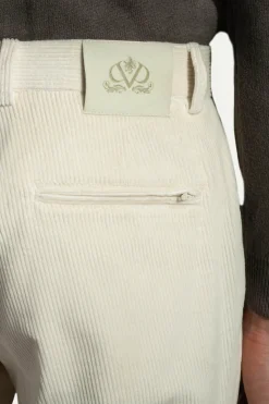 Pantalon Sirmione en velours côtelé Blanc cassé - Made in Italy