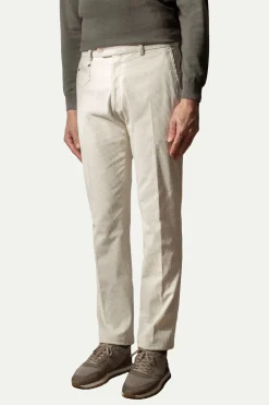 Pantalon Sirmione en velours côtelé Blanc cassé - Made in Italy