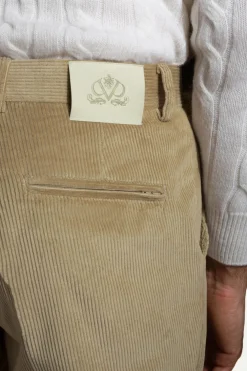 Pantalon Sirmione en velours côtelé beige - Made in Italy