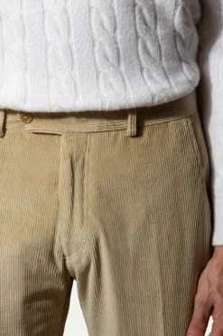 Pantalon Sirmione en velours côtelé beige - Made in Italy