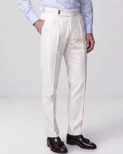 Pantalon Soragna en coton Blanc cassé - Made in Italy