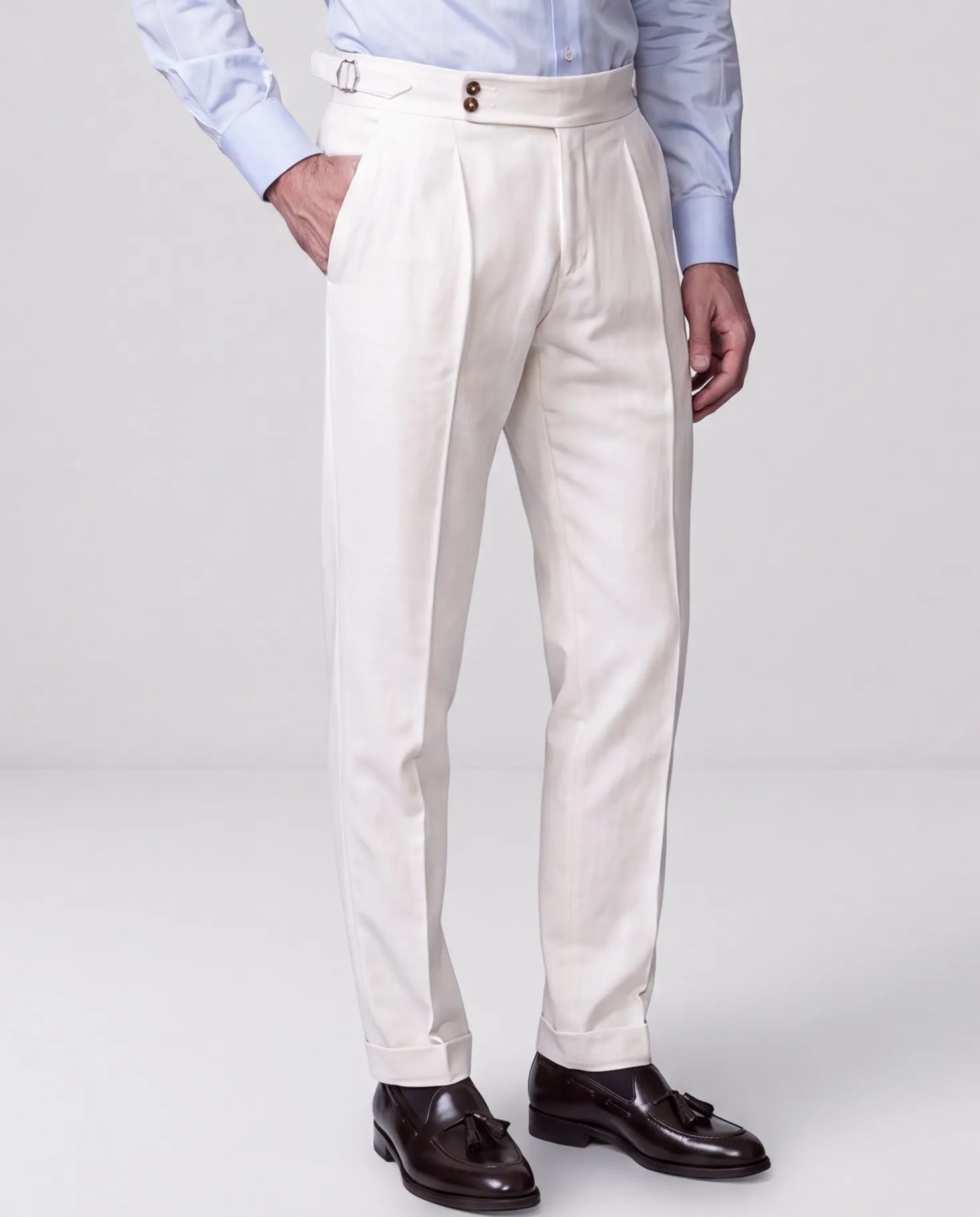 Pantalon Soragna en coton Blanc cassé - Made in Italy