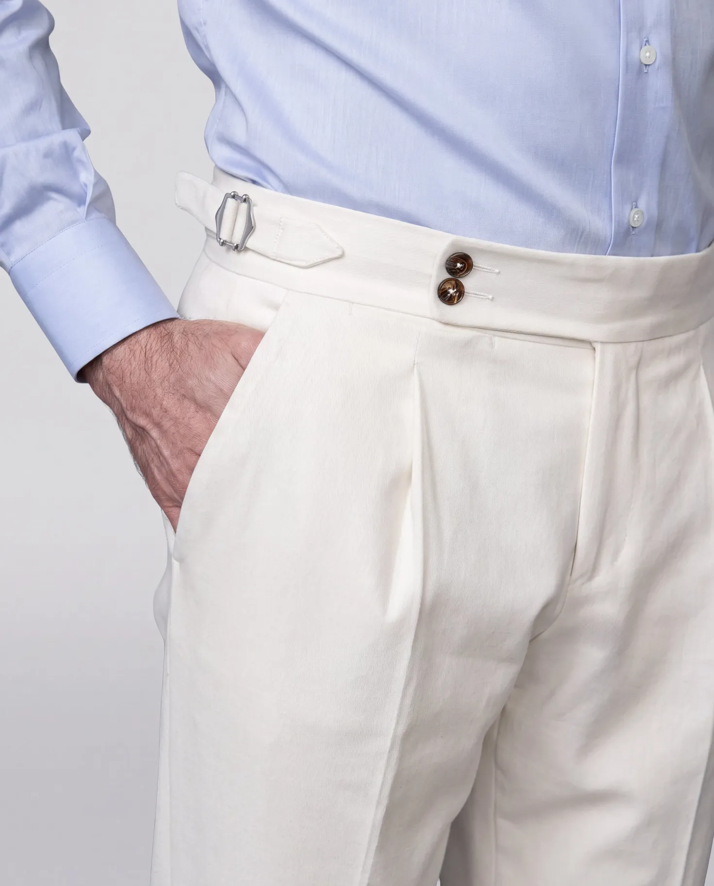 Pantalon Soragna en coton Blanc cassé - Made in Italy
