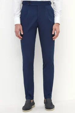 Pantalon Soragna en coton bleu - Made in Italy