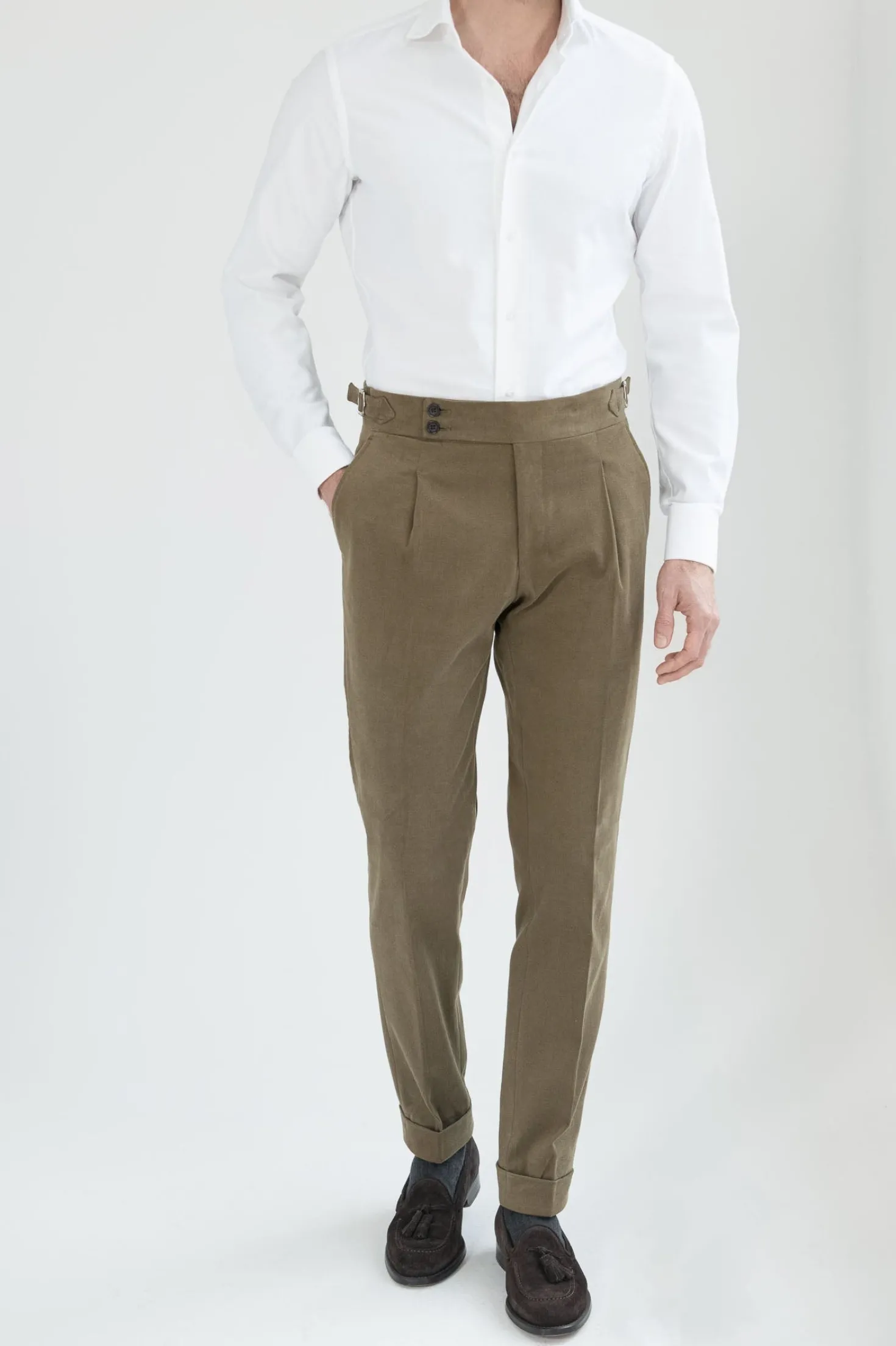 Pantalon Soragna en coton taupe - Made in Italy