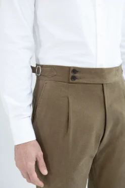 Pantalon Soragna en coton taupe - Made in Italy