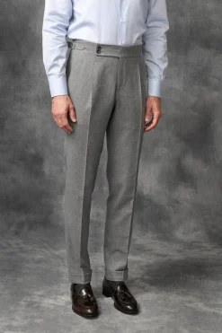 Pantalon Soragna en flanelle gris moyen - Made in Italy
