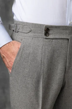Pantalon Soragna en flanelle gris moyen - Made in Italy