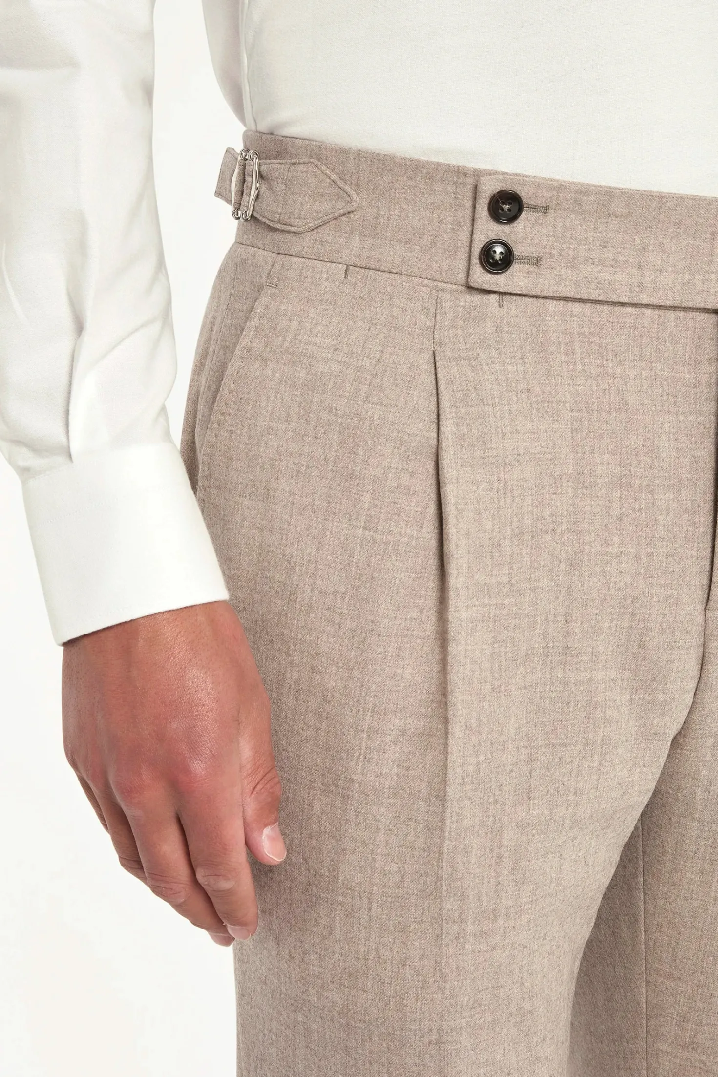 Pantalon Soragna en flanelle beige - Made in Italy