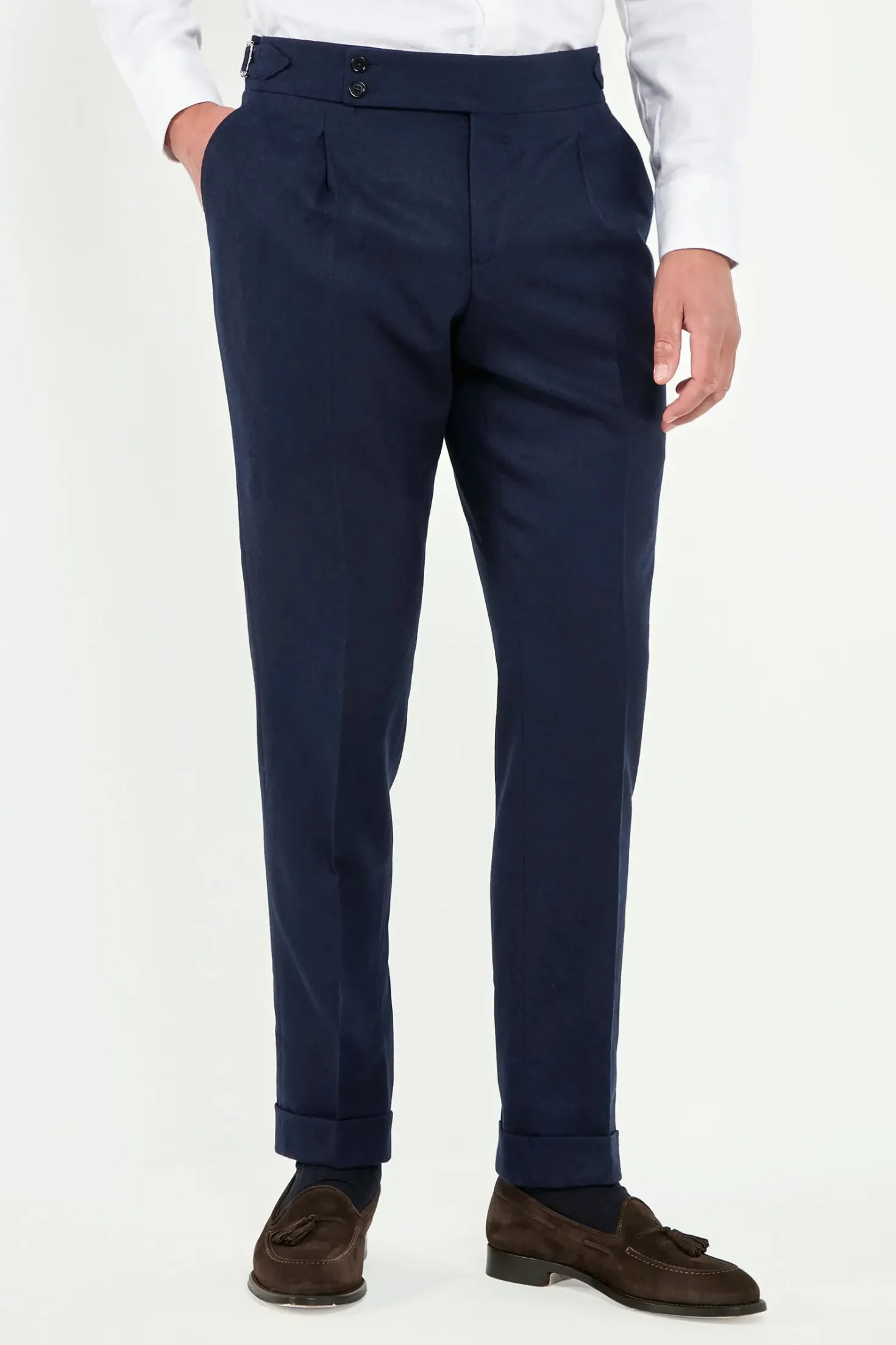 Pantalon Soragna en flanelle bleue - Made in Italy