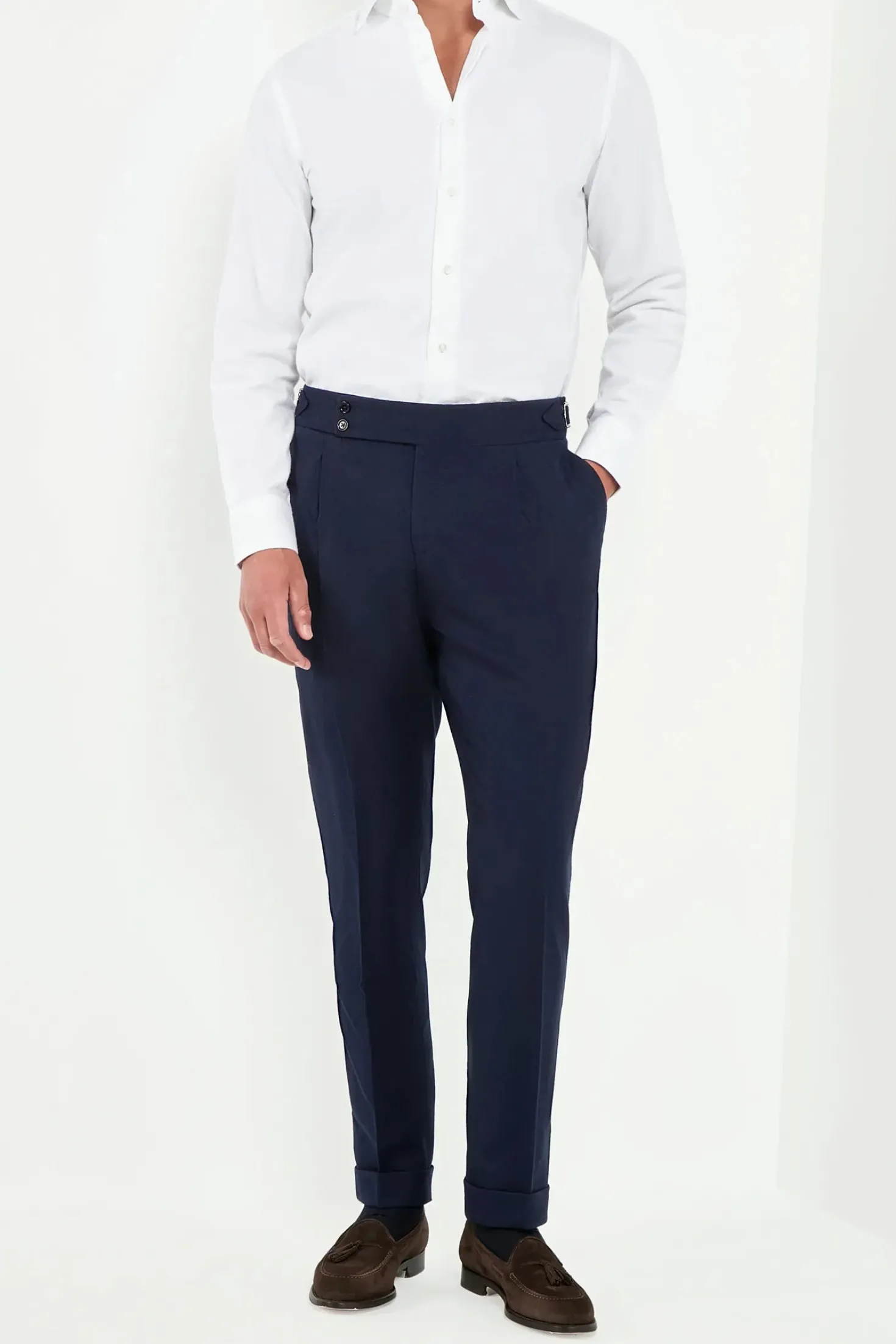 Pantalon Soragna en flanelle bleue - Made in Italy