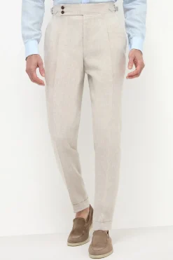 Pantalon Soragna en lin beige - Made in Italy