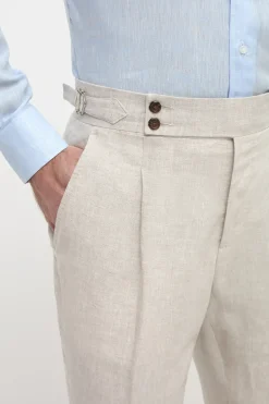 Pantalon Soragna en lin beige - Made in Italy