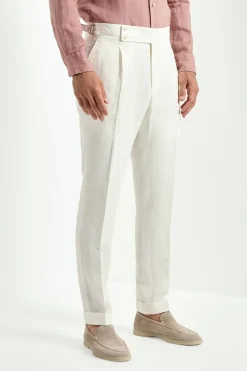 Pantalon Soragna en lin blanc - Made in Italy