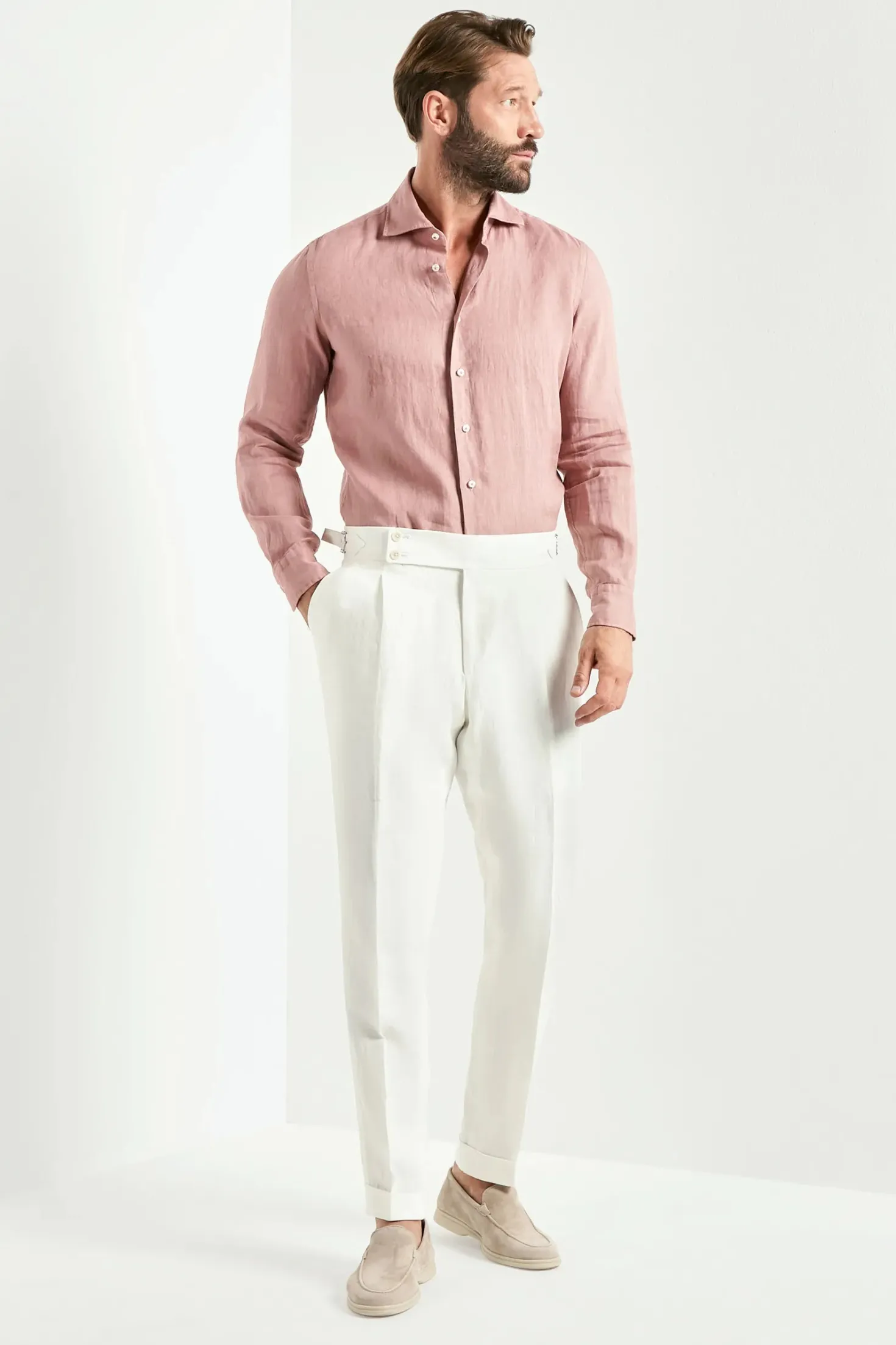Pantalon Soragna en lin blanc - Made in Italy