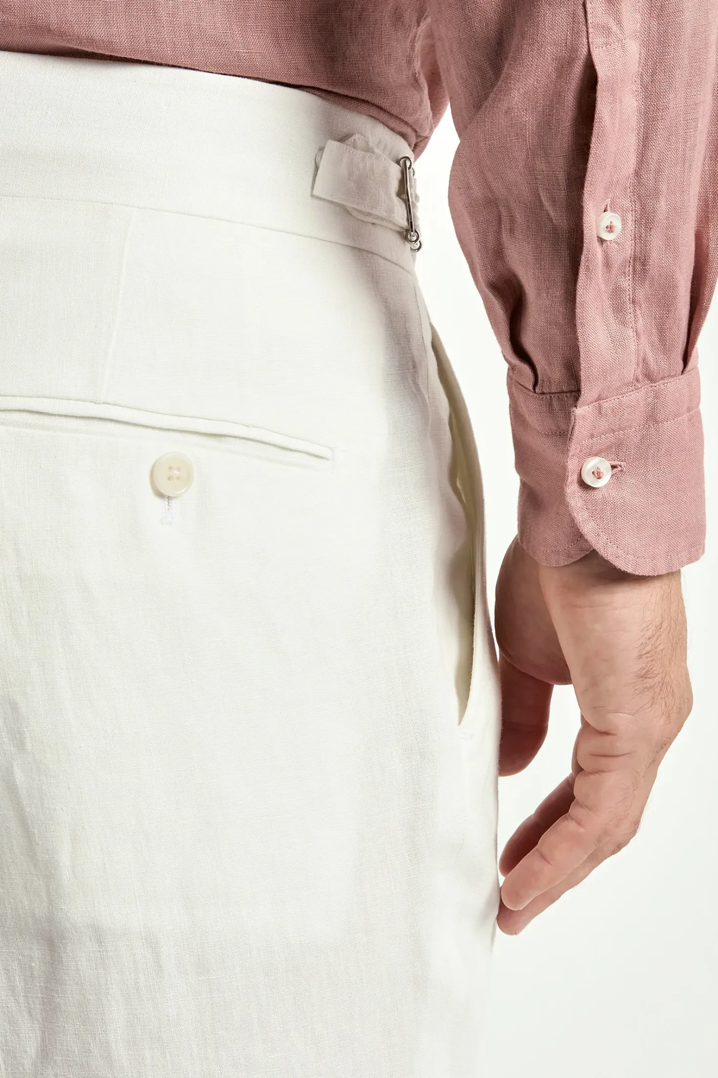 Pantalon Soragna en lin blanc - Made in Italy