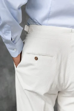 Pantalon Soragna en velours côtelé blanc - Made in Italy