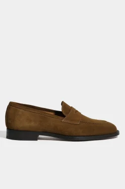 Penny loafers en daim cognac - Made in Italy