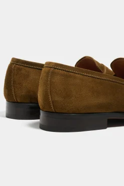 Penny loafers en daim cognac - Made in Italy