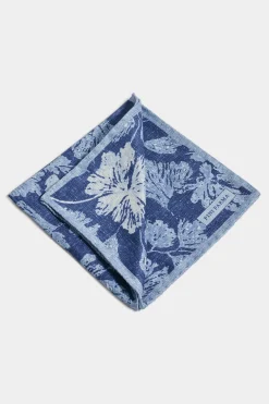 Pochette bleue à grand motif floral - Made in Italy