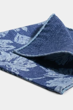 Pochette bleue à grand motif floral - Made in Italy