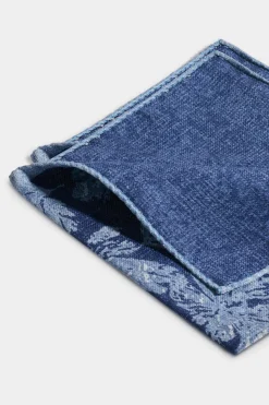 Pochette bleue à grand motif floral - Made in Italy
