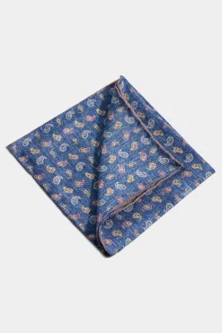 Pochette bleue à motif paisley - Made in Italy
