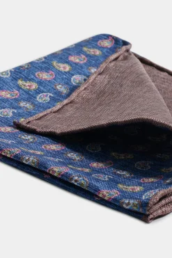Pochette bleue à motif paisley - Made in Italy